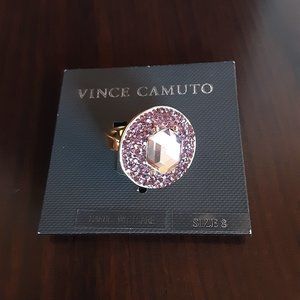 Vince Camuto Vintage 14K Gold Plated Crystal Statement Ring, Size 8